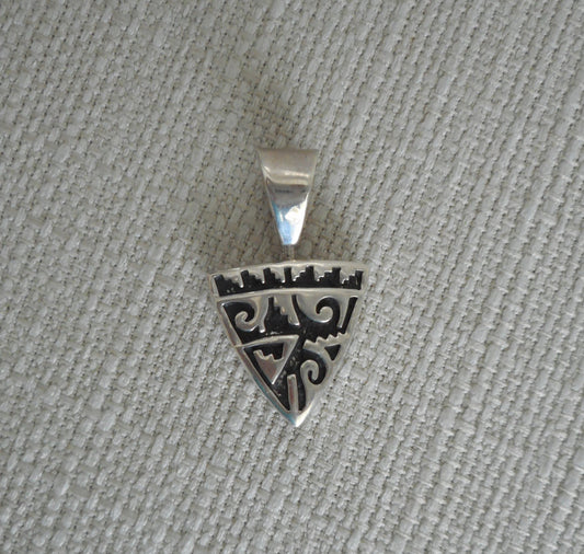 Inlay Reversible Pendant, Triangle Shape, Sterling Silver
