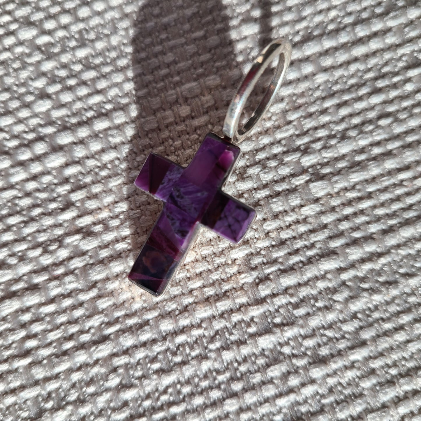 Sugilite Cross Pendant, Wearable 3 Ways