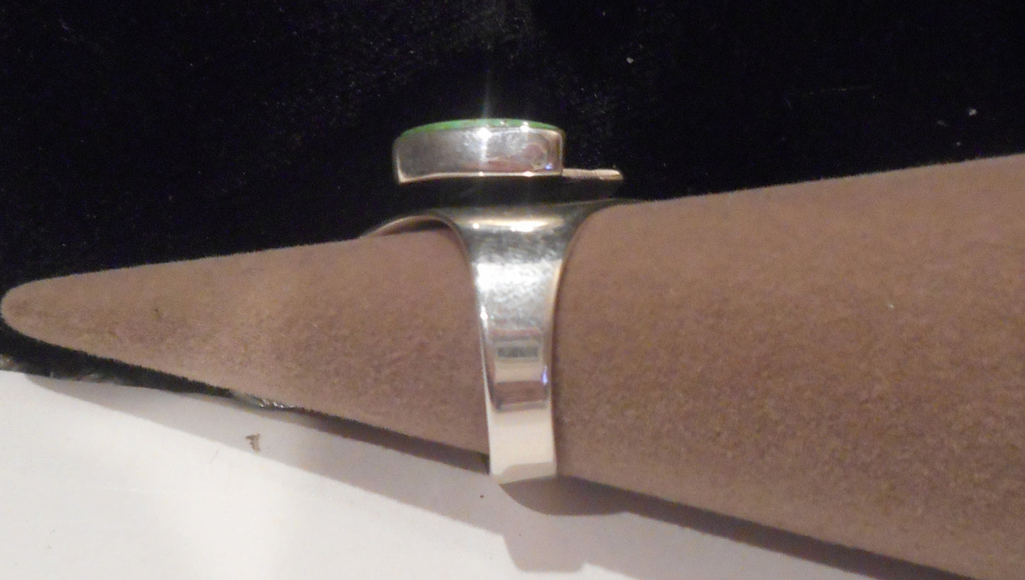 Adjustable Green Turquoise Ring, Sterling, Gertrude Zachary