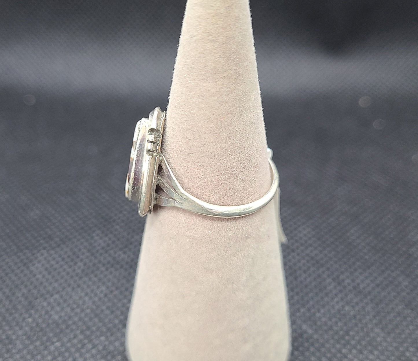 Pear Shaped Wild Horse and Sterling Silver Ring, Size 7.5