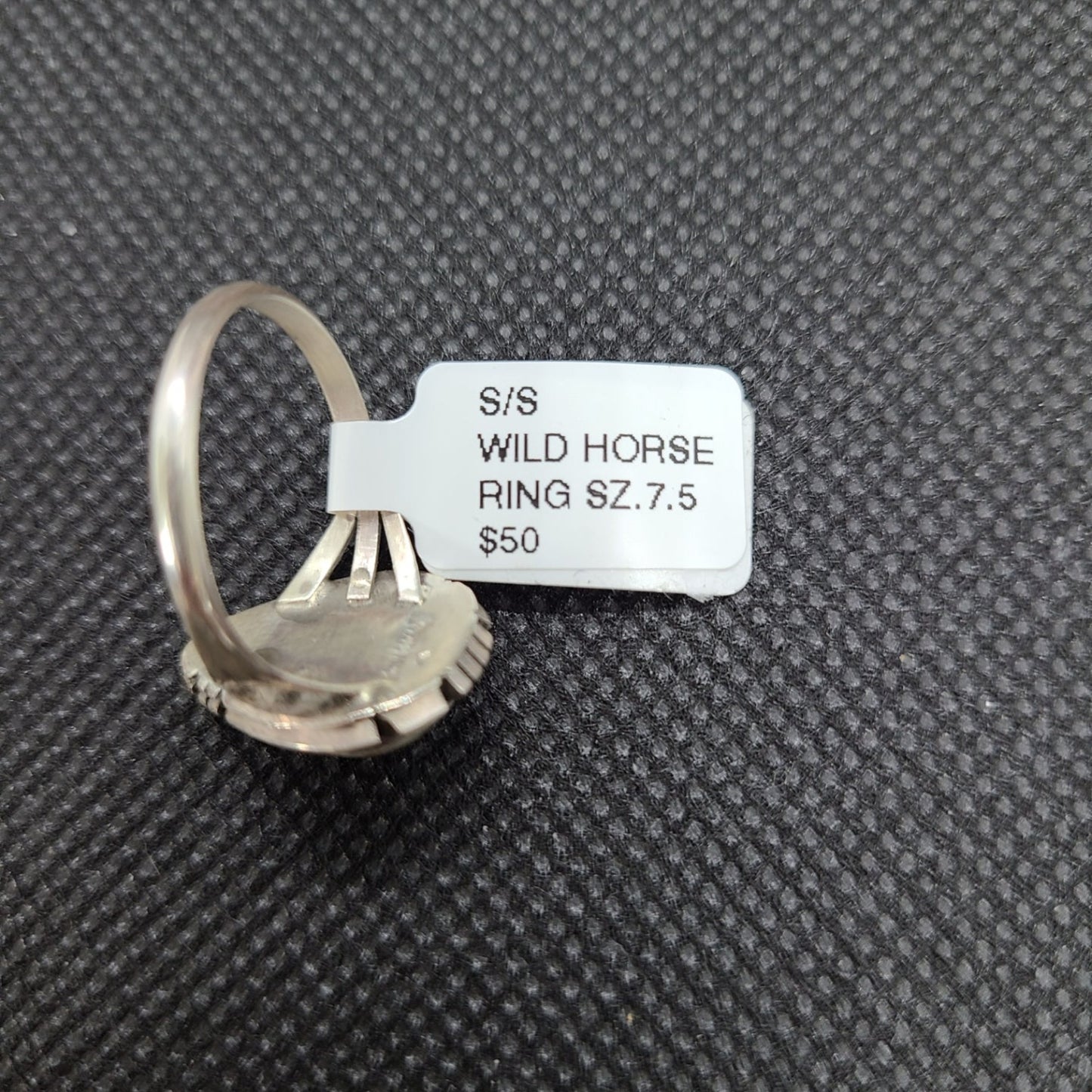 Pear Shaped Wild Horse and Sterling Silver Ring, Size 7.5