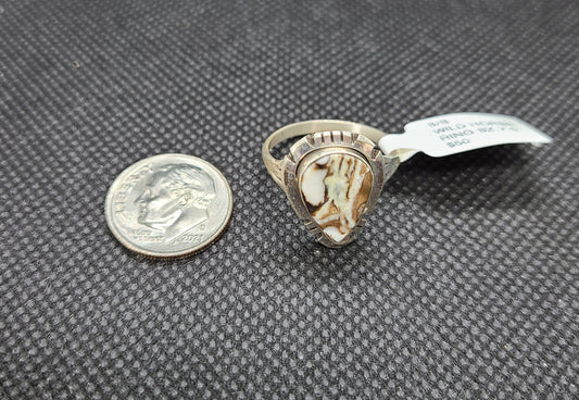 Pear Shaped Wild Horse and Sterling Silver Ring, Size 7.5