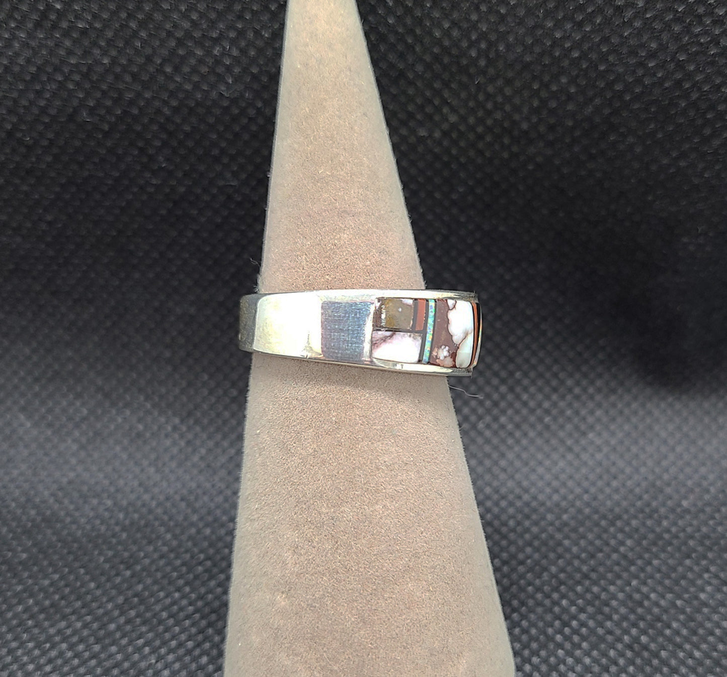 Wild Horse Inlay Ring, Sterling Silver, Unisex Size 9,