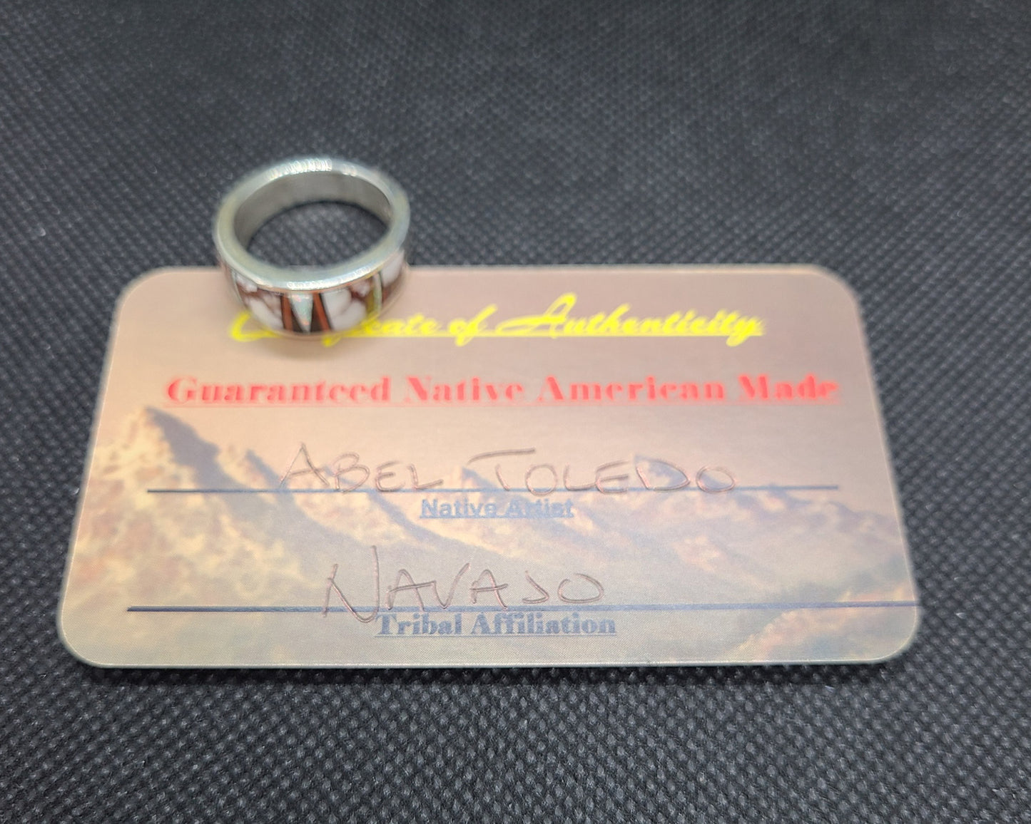 Wild Horse Inlay Ring, Sterling Silver, Unisex Size 9,