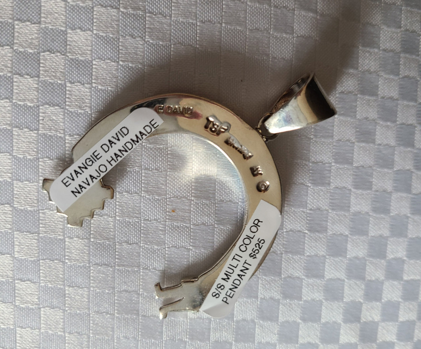 Curved Yei Pendant, Sterling Silver and Inlay