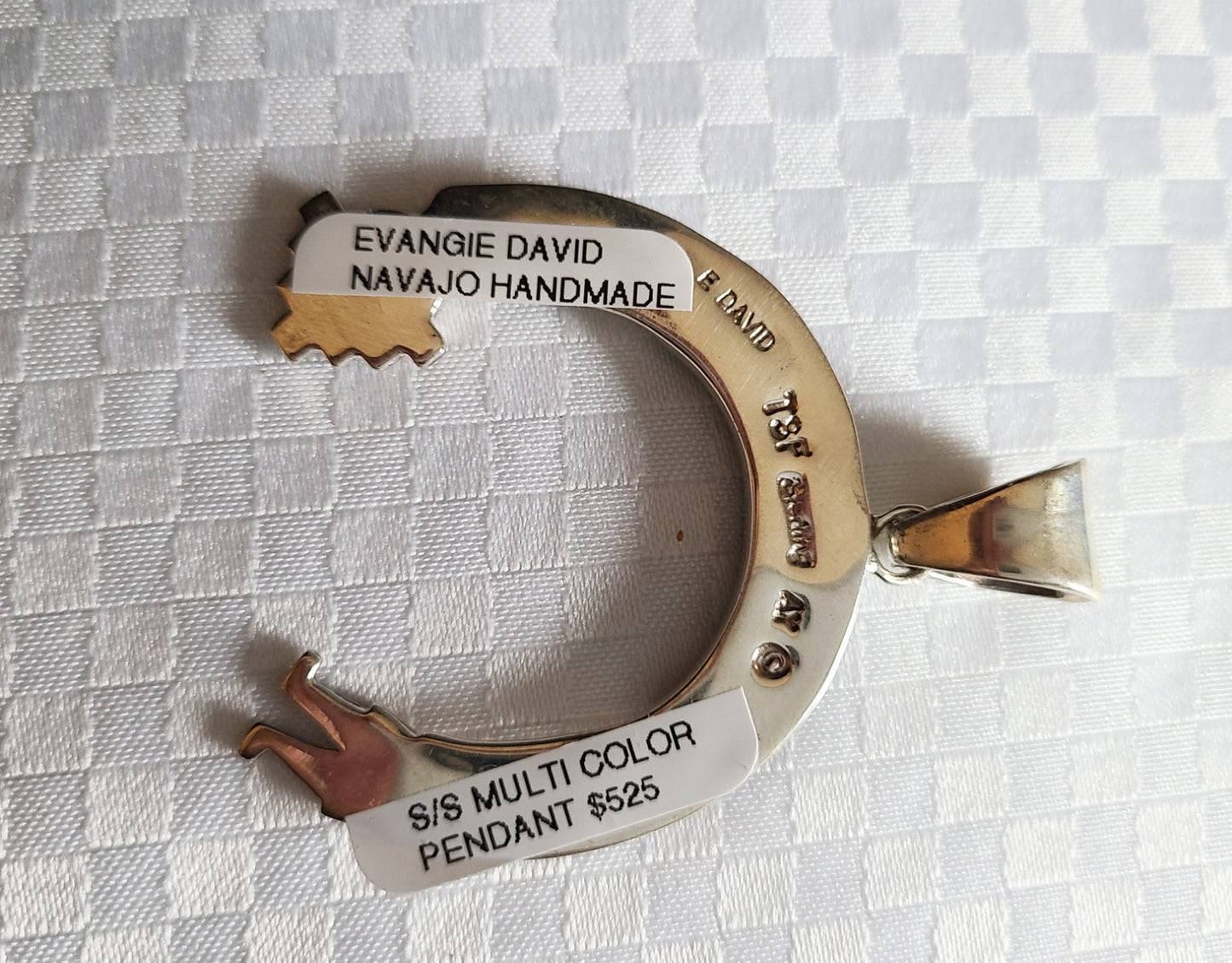 Curved Yei Pendant, Sterling Silver and Inlay