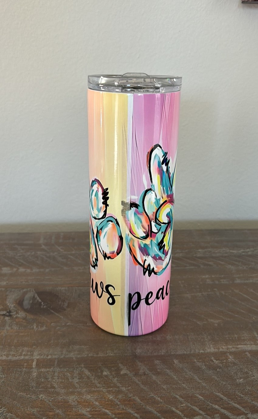 Peace, Love, Paws Stainless Steel Travel Tumbler, Mug, 20 oz.