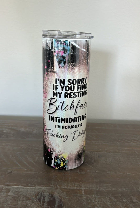 You can be a sassy, sarcastic bitch while sipping in style!&nbsp; This tumbler is made using the sublimation process which creates a smooth permanent finish.&nbsp; This tumbler has an underlying shimmer that gives it a nice sheen.

Stainless Steel is double walled, vacuum insulated that provides the ability for your beverages to stay warm for 8 hours or cold for 24+ hours.

Comes with gift box as shown, plastic lid and straw, BPA free.

Hand wash only, NOT dishwasher safe, NOT for microwave