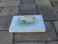 Original Wall Art, Oyster Shell on Crushed Glass, Blue