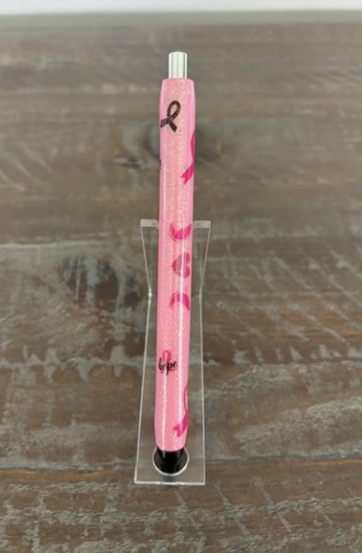 Breast Cancer Gel Pen, Pink Glitter and Resin