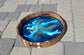 Cobalt, Teal And Gold Round Wood Tray
