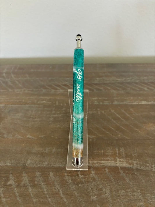 Ocean/Beach Themed Resin Gel Ink Pen, Go With The Flow