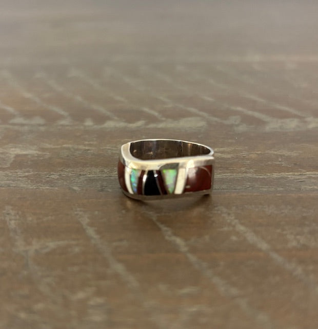 Inlay Ring, Unisex, Earth Tones, Size 8.5