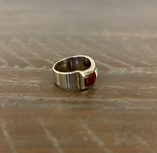 Inlay Ring, Unisex, Earth Tones, Size 8.5