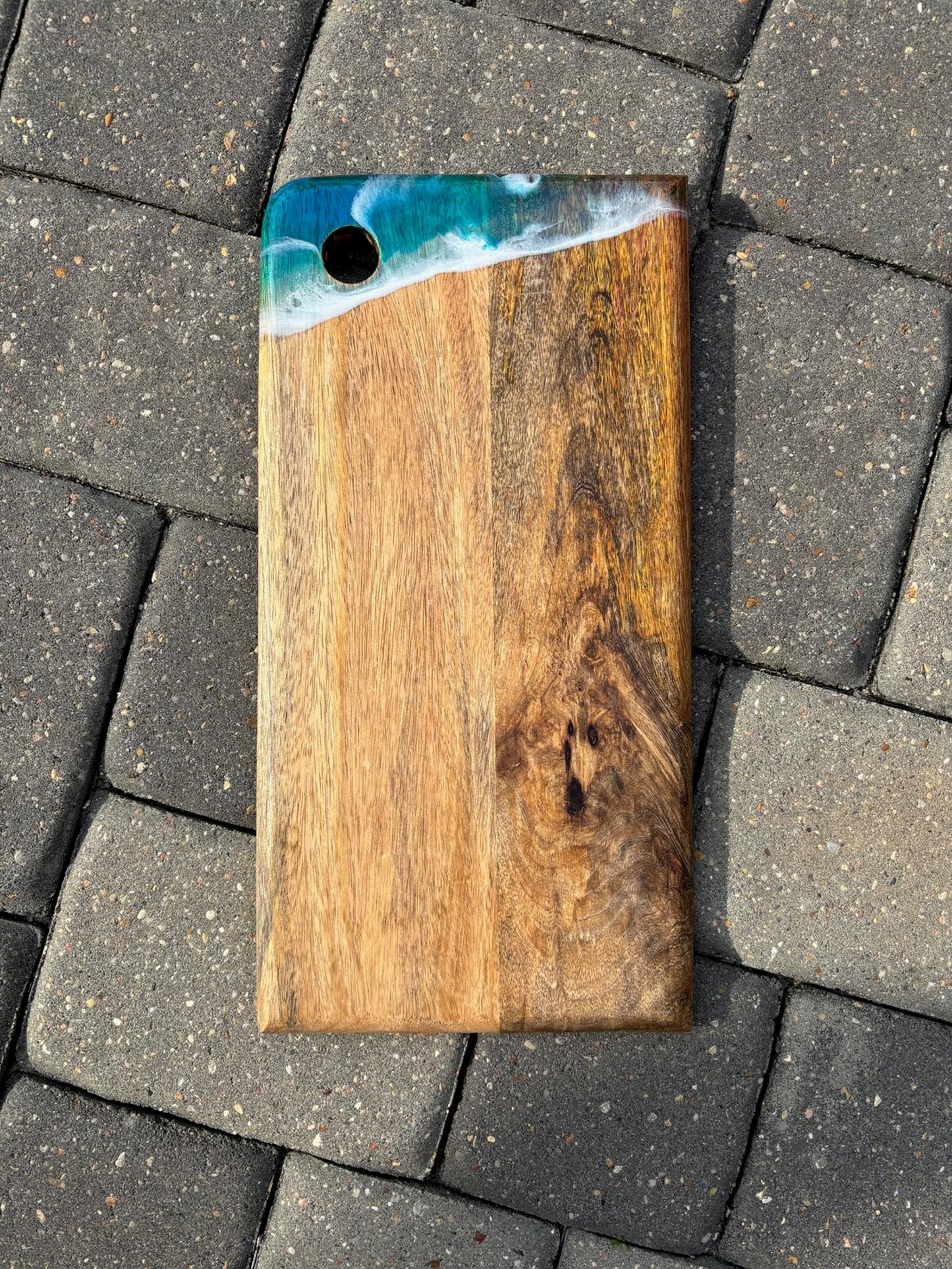 Mango Cutting Board, Ocean Scene With Resin