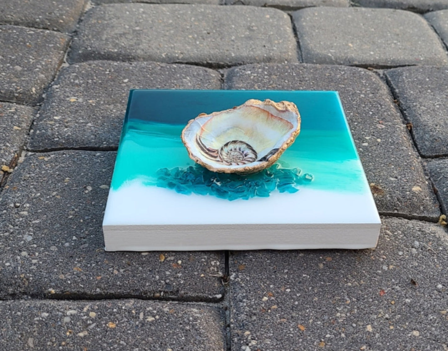Nautilus Design On Oyster Shell Wall Art