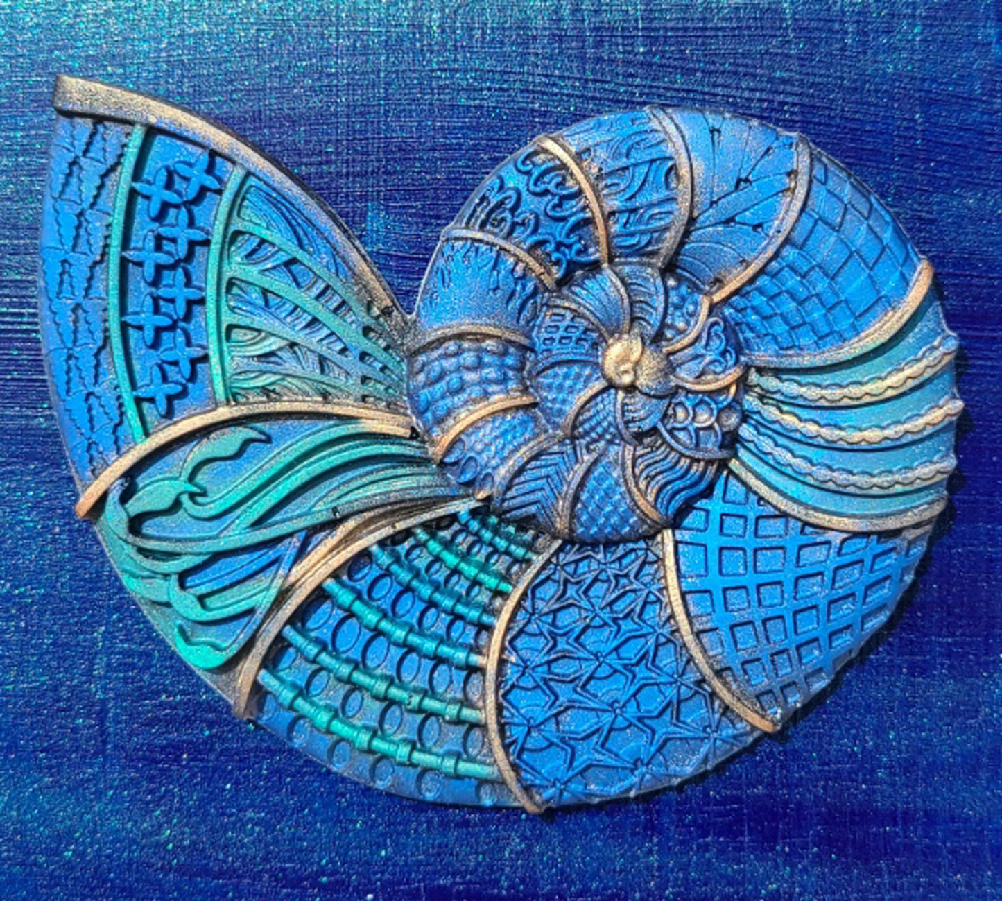 Detailed Nautilus On Wood Canvas Wall Art