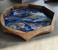 Unusual Octogen Shaped Serving Tray, Blues, Purple, Gold, White