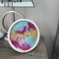 Round Pink and Turquoise With Gold Tray or Art