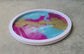 Round Pink and Turquoise With Gold Tray or Art