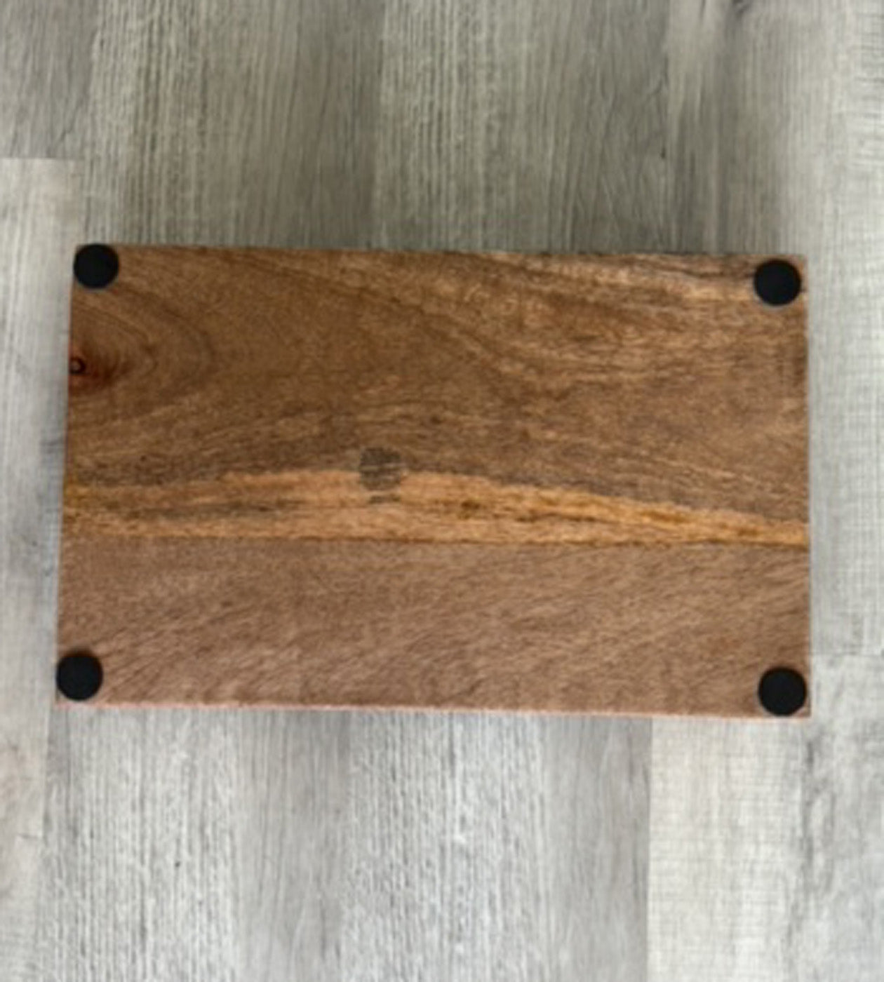 Wood Rectangle Tray With Heavy Metal Handles, Deep Sparkling Circles of Resin