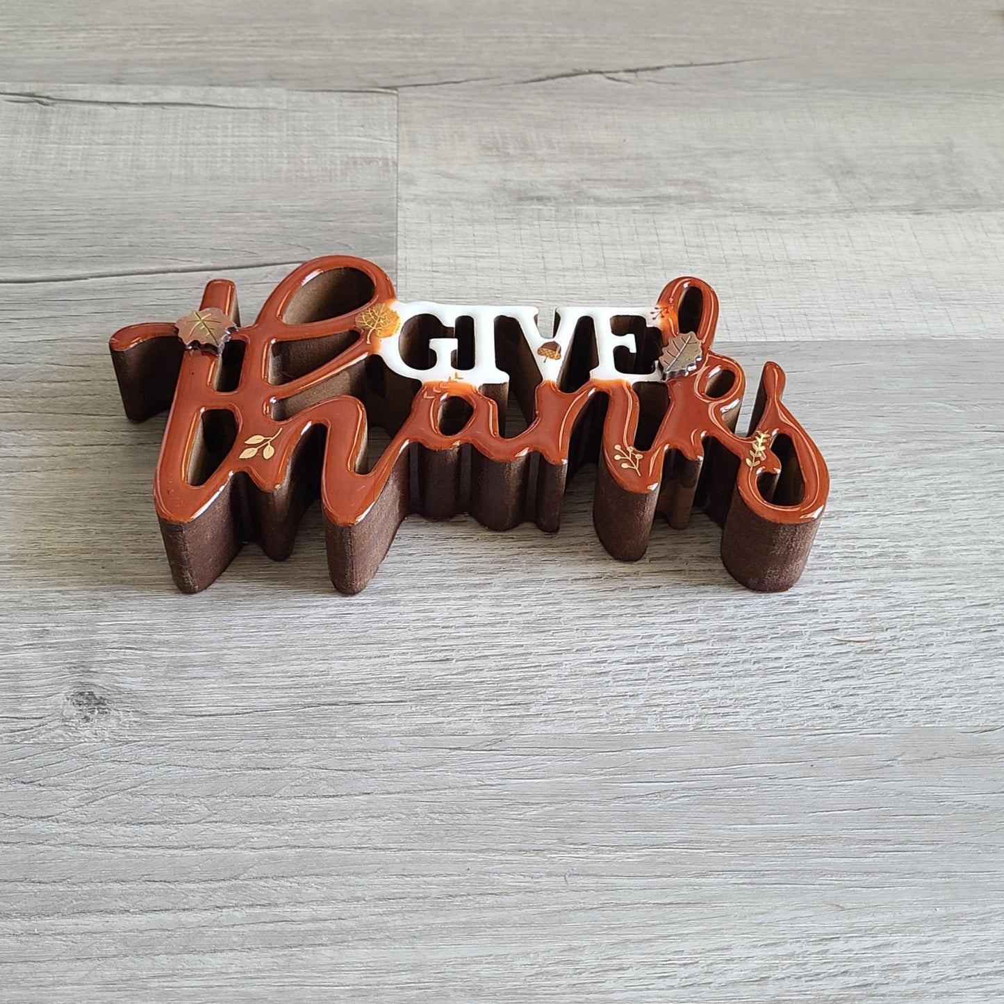 Give Thanks, Fall Decor, Table Top Wood Sign