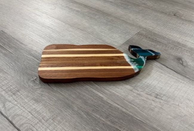 Whale Shaped Cutting or Serving Board, Resin Ocean Tail