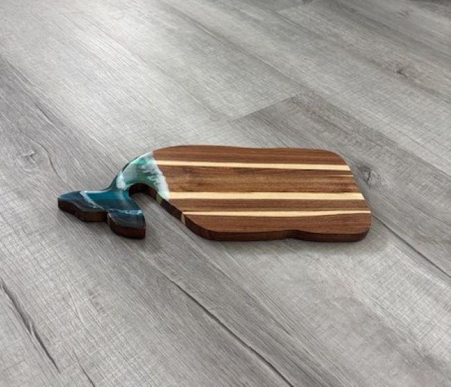 Whale Shaped Cutting or Serving Board, Resin Ocean Tail