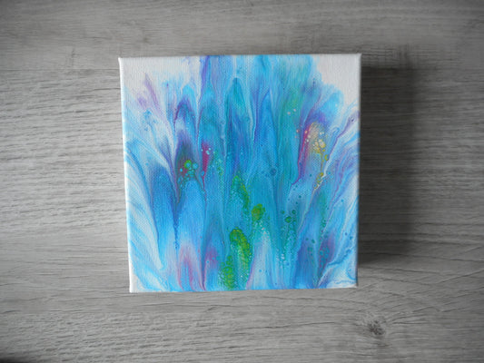 Spring Blooms, Abstract Acrylic Art, Blue & Purple