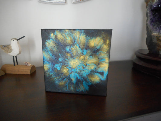 Metallic Sea Anemone, Acrylic on Canvas, 6x6