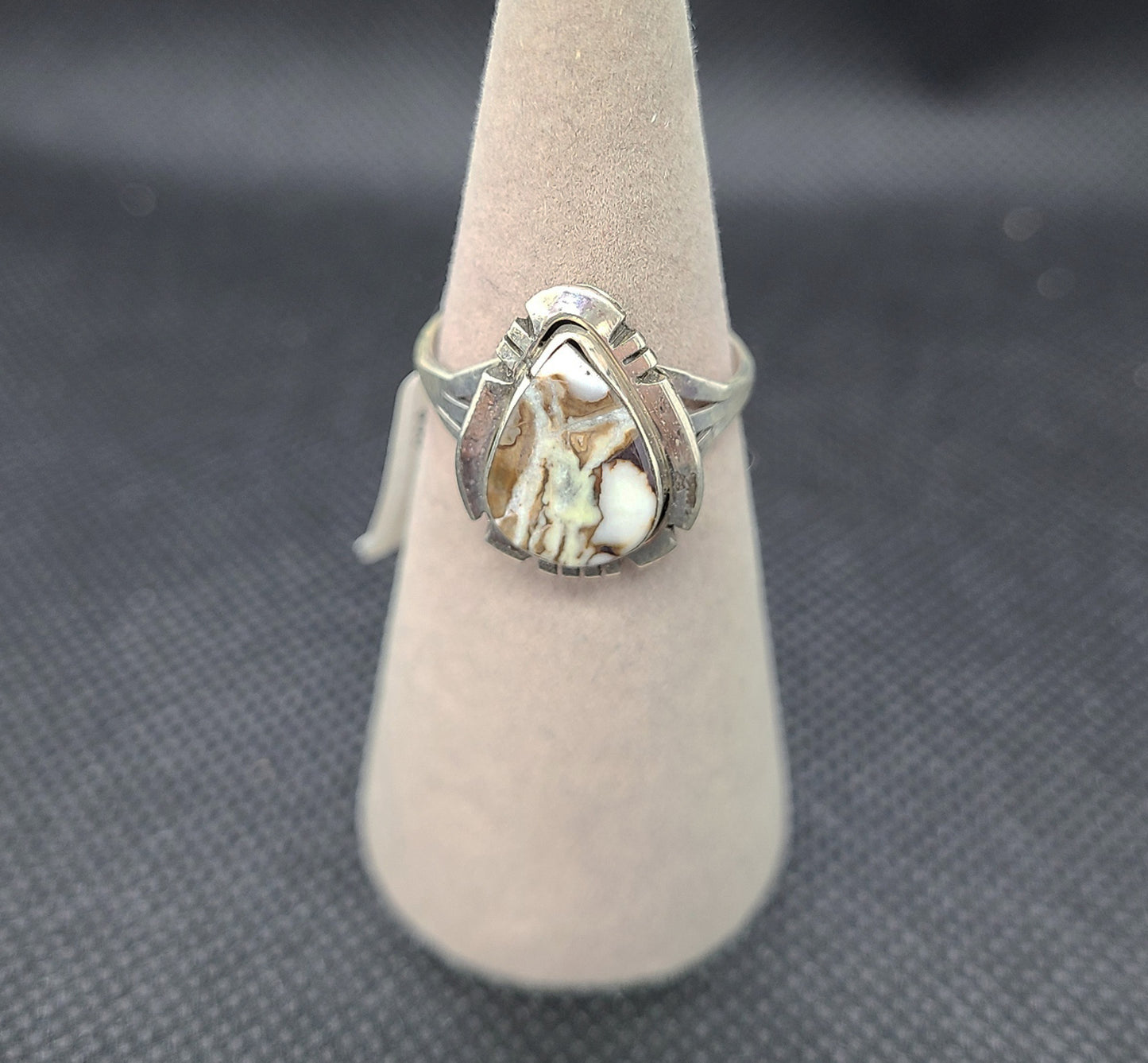 Pear Shaped Wild Horse and Sterling Silver Ring, Size 7.5