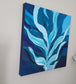 Water Dance, Aquatic Plants Dancing Underwater, Turquoise, Blue and White Original Wall Art