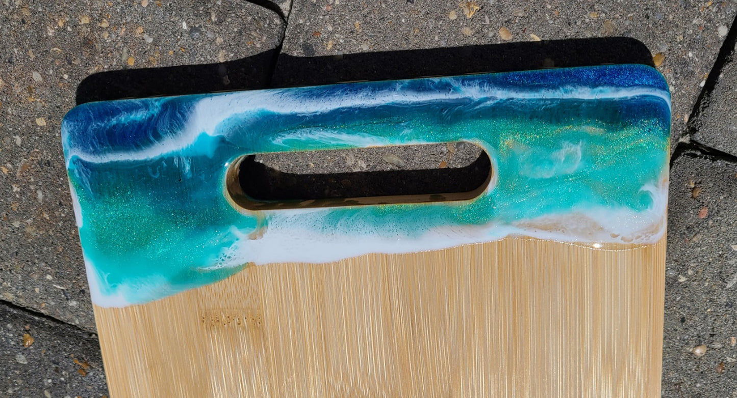 Small Bamboo Cutting Board With Ocean Theme