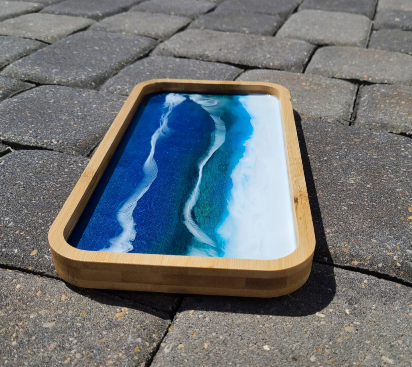 Small Bamboo Tray, Ocean Theme, Sparkling Waters