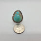 Kingman Turquoise Ring, Green Fading to Blue Stone, Sterling