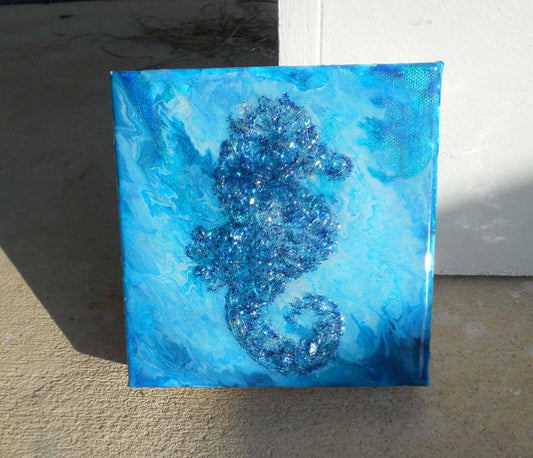 Mixed Media, 3-D Seahorse Wall Art, 6x6