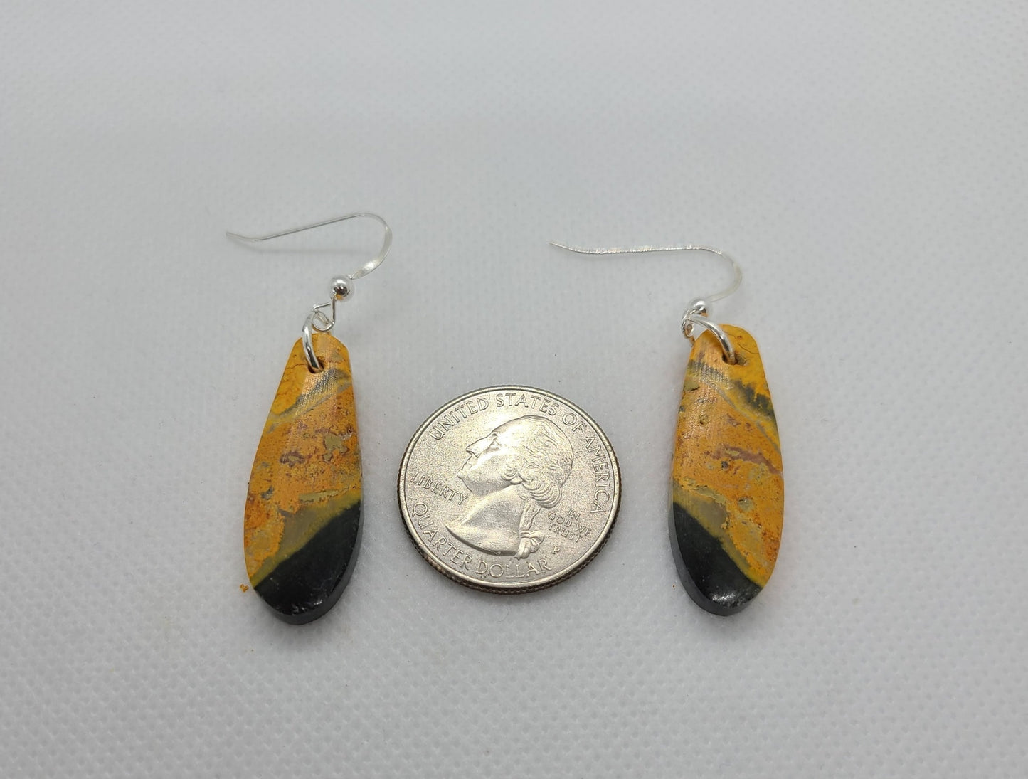 Rare Stone, Bumble Bee Jasper Dangle Earrings