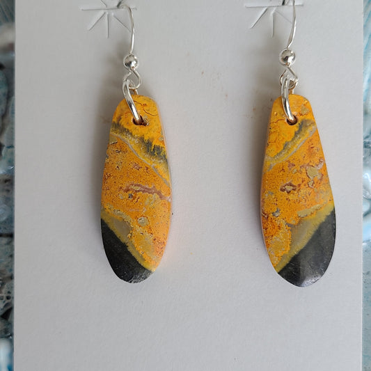 Rare Stone, Bumble Bee Jasper Dangle Earrings