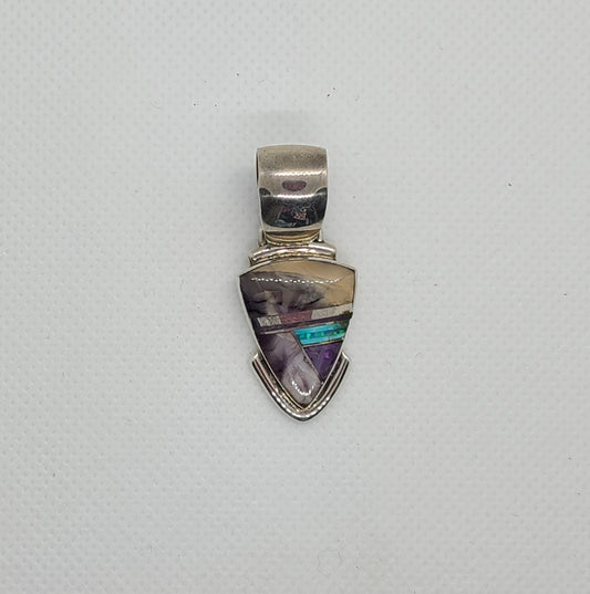 Charoite, Sugilite and Opal Pendant, Sterling Silver