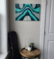 Double Geode Resin and Crystal Art, 2 Canvas Piece, Teals, Green, Turquoise