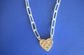 Pave' CZ Heart Necklace, Gold Plated