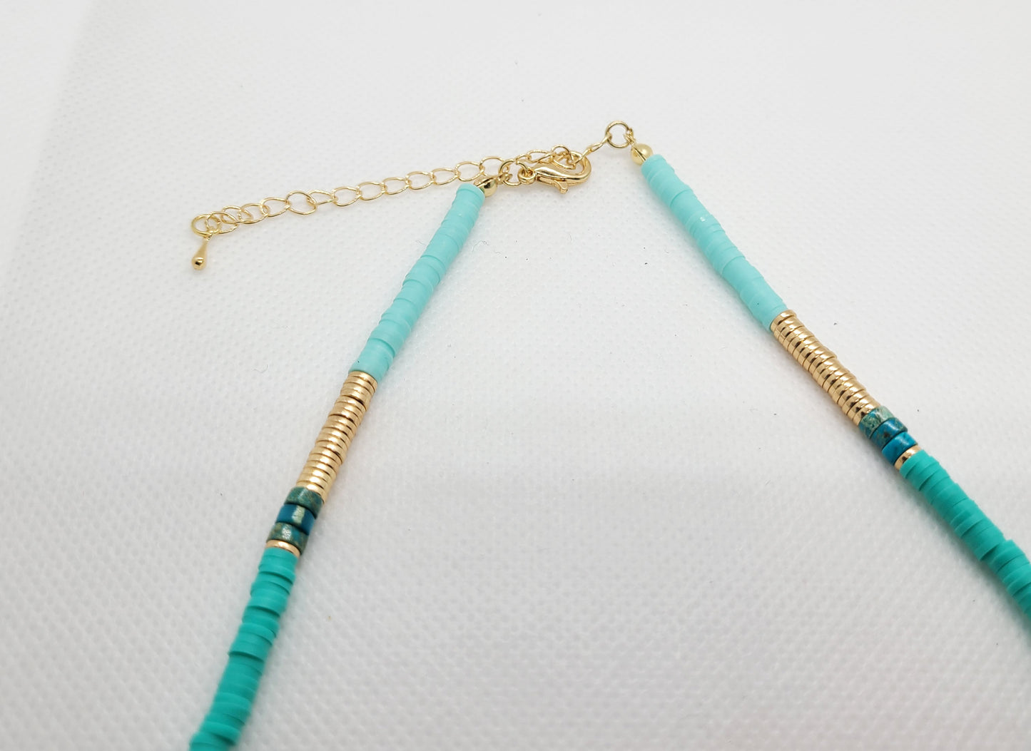 Short Heishi Necklace, Turquoise and Multi Color Stones