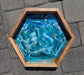 Wood Hexagon Shaped Serving Tray, Turquoise, Teal, Bronze