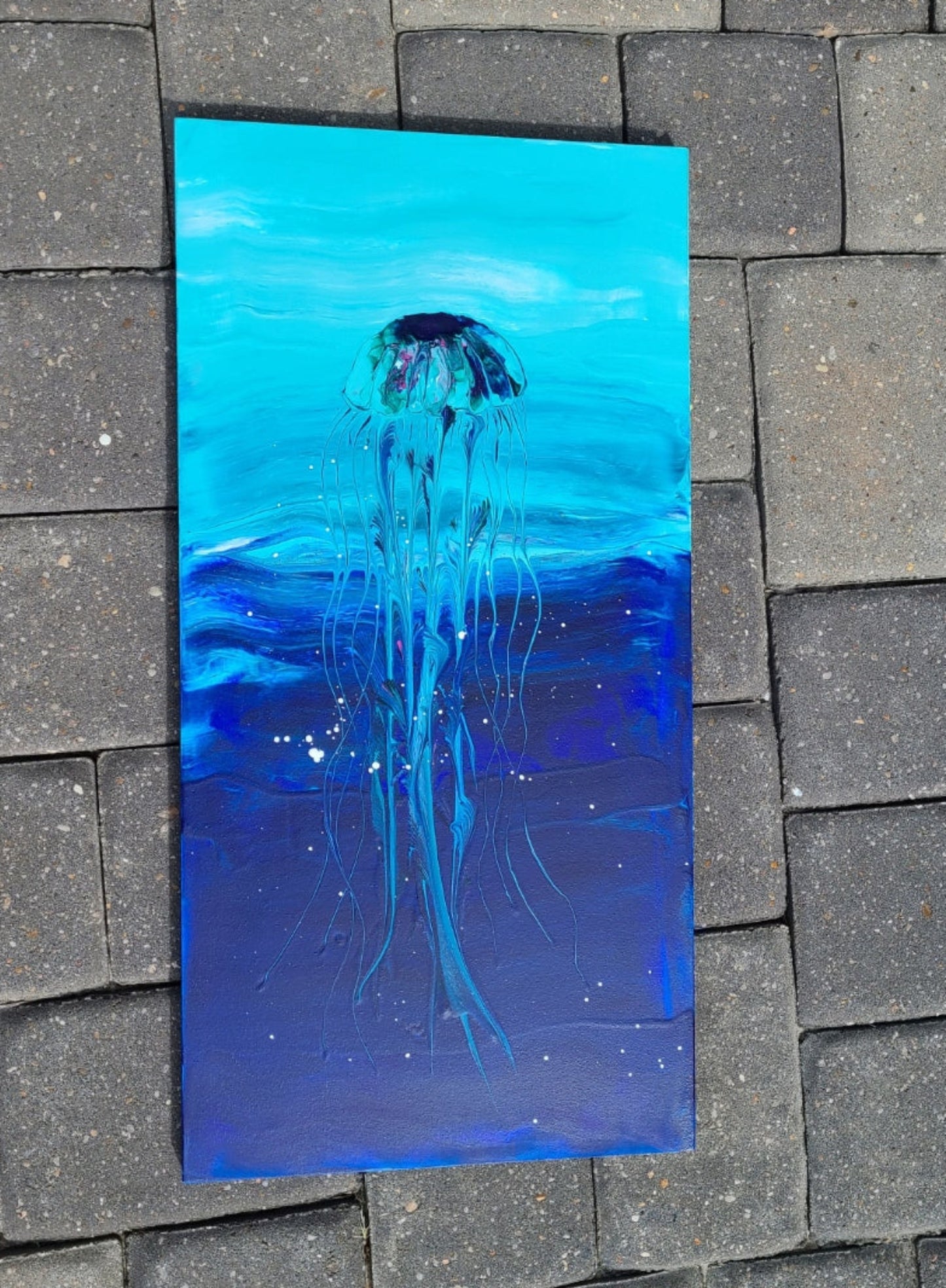 Rising Jelly, Acrylic Painting on Wood Cradle Board