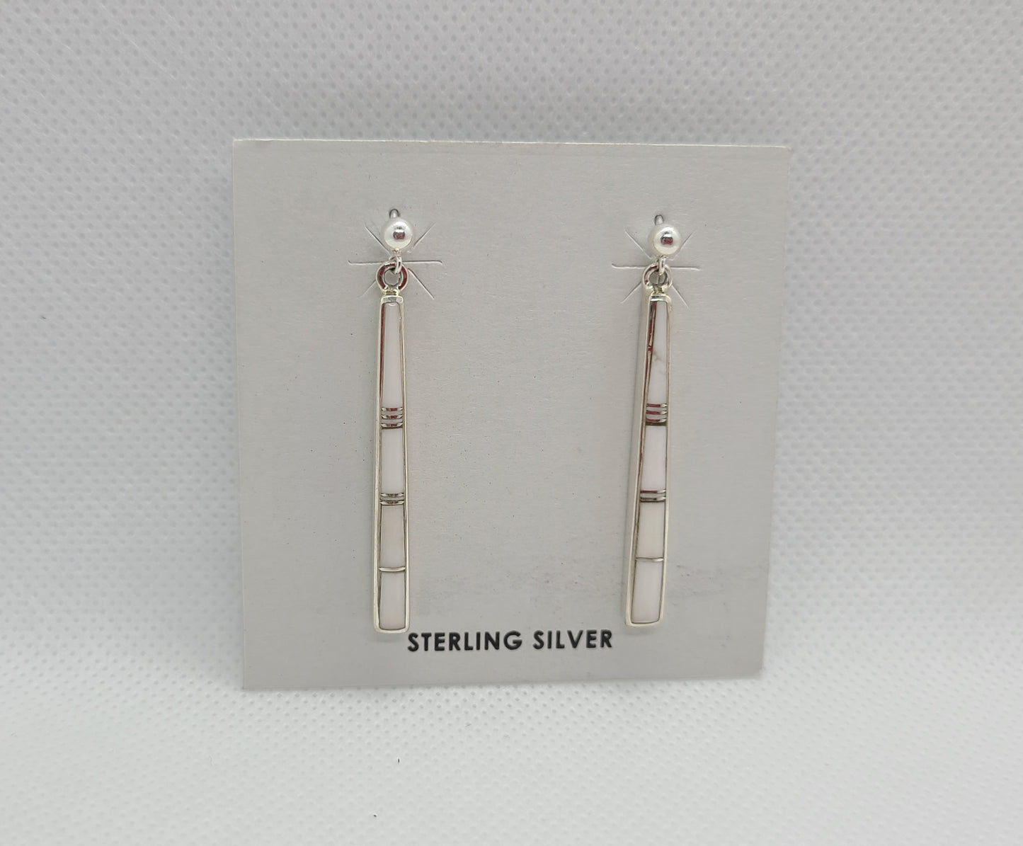 Long White Buffalo Dangle Earrings, Sterling Silver