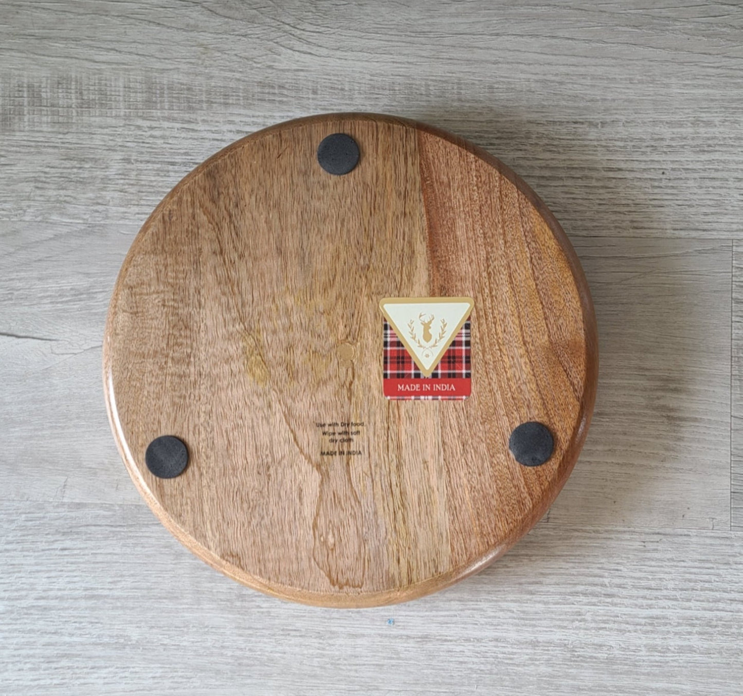 Medium Round Wood Tray With Bark, Turquoise and Gold Resin