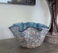Blue, Brown & White Glass Vase, Meduse, 6"