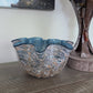 Blue, Brown & White Glass Vase, Meduse, 6"