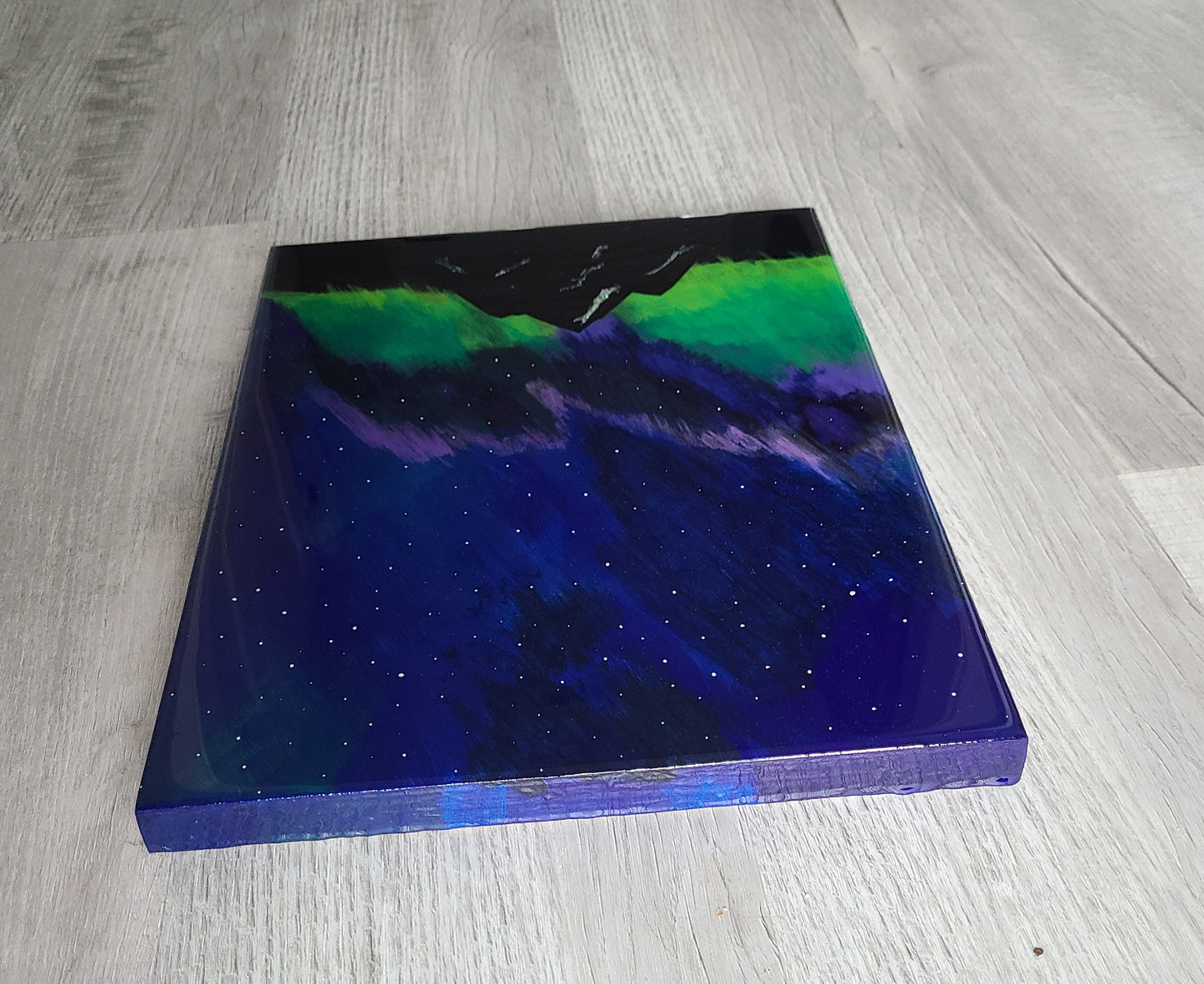 Wall Art, Northern Lights, Acrylic Painting With Resin