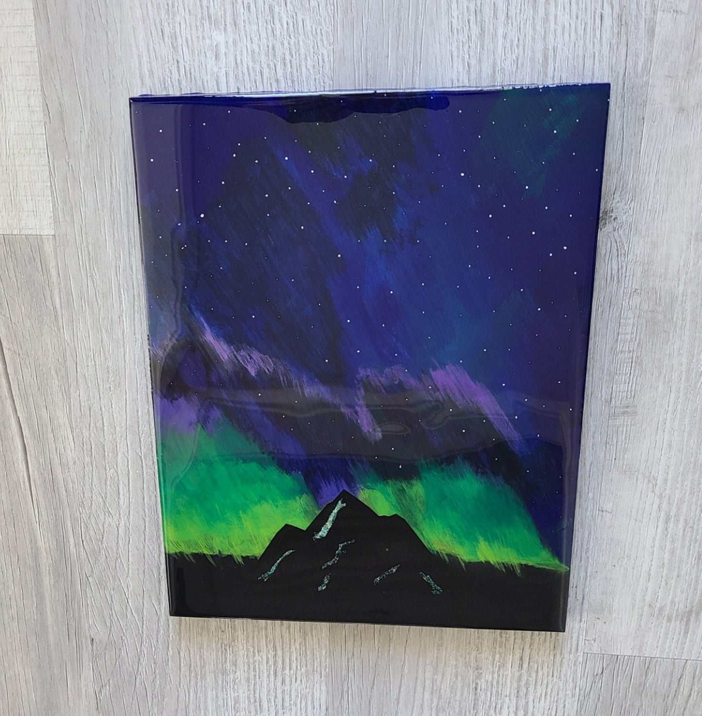 Wall Art, Northern Lights, Acrylic Painting With Resin